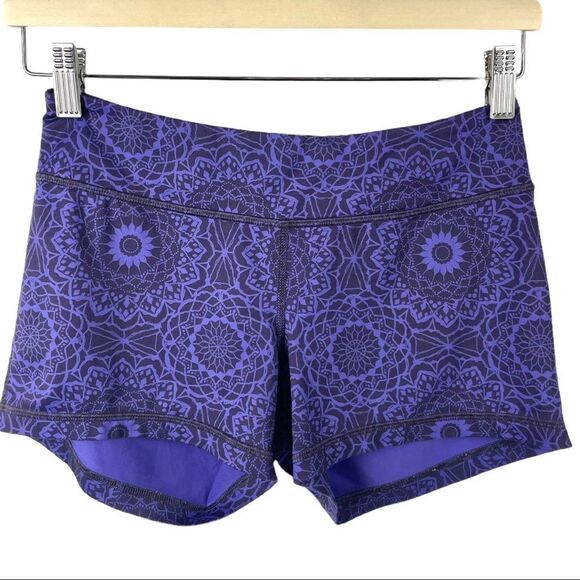 Lululemon IVIVVA Boogie Purple Print Spandex Dance Shorts Size 14 ( Womens S) - Picture 2 of 5